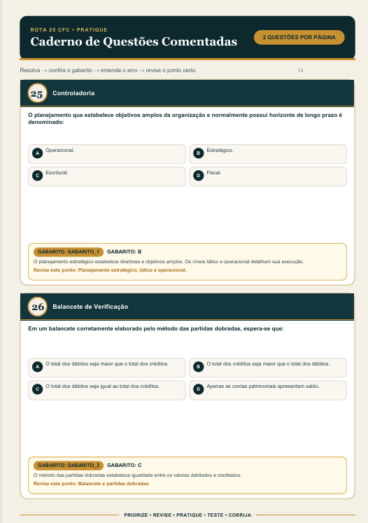 Amostra de material de revisão da Rota 25