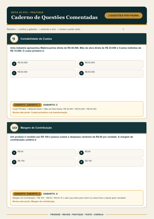 Amostra de material de revisão da Rota 25